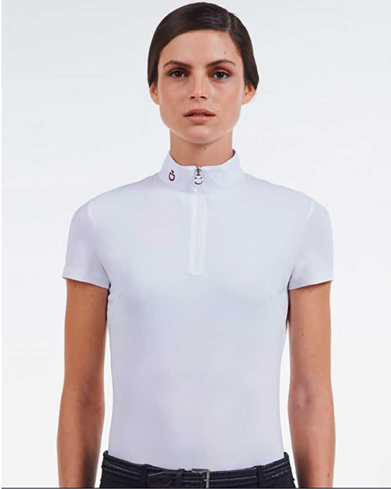 Polo básico de competición de manga corta blanco para mujer - Cavalleria Toscana