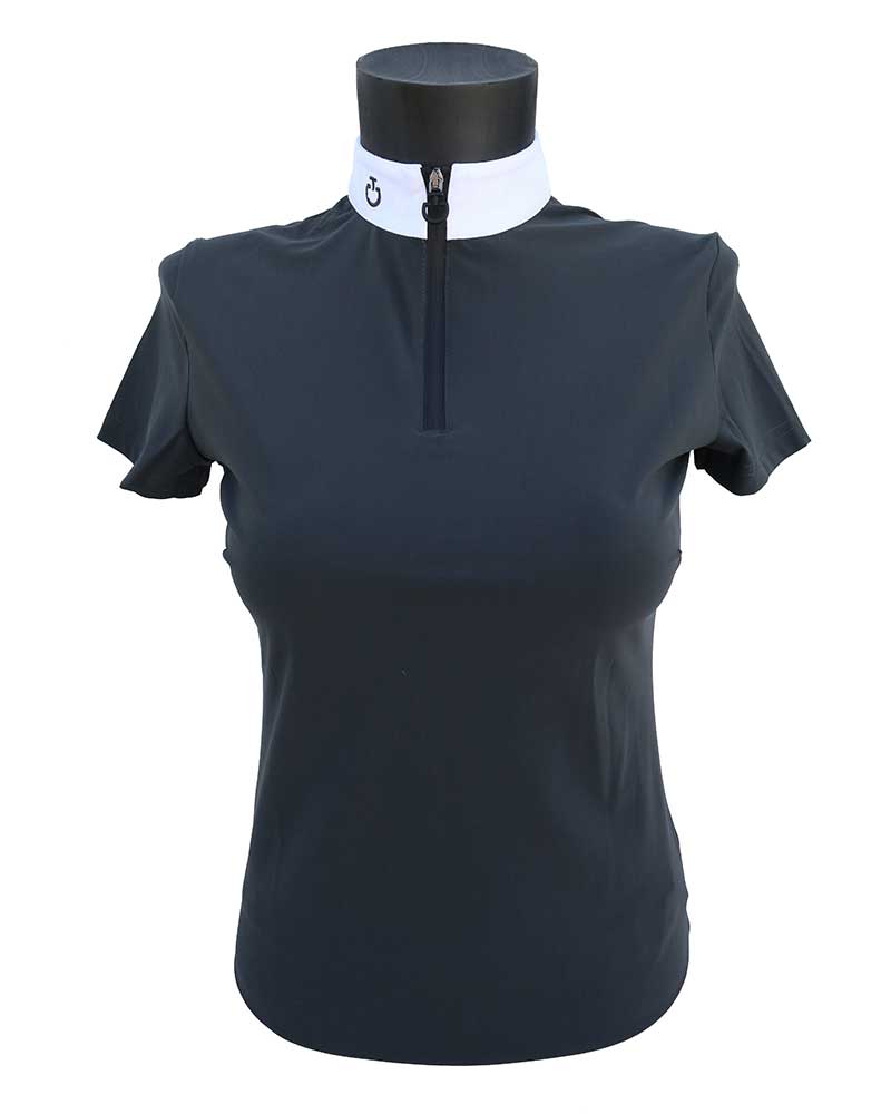 Polo de compétition à manches courtes gris foncé avec perforaciones pour femme - Cavalleria Toscana