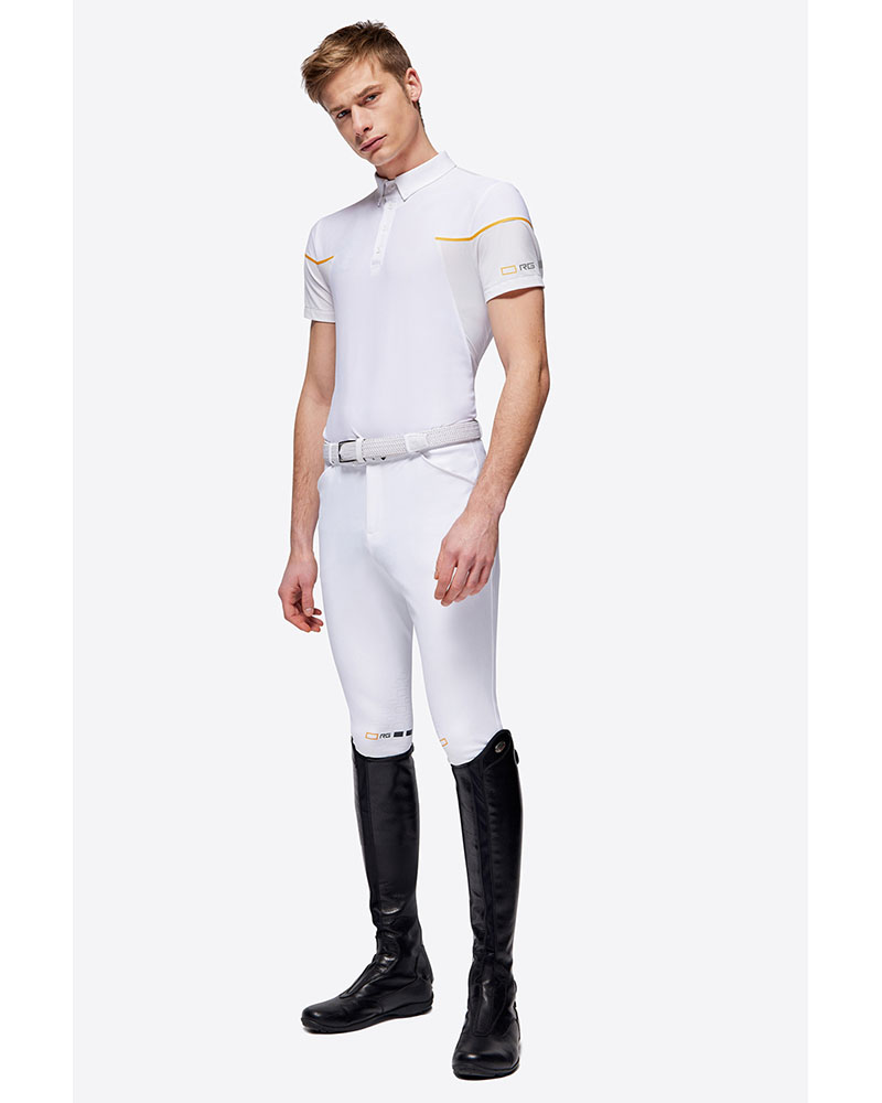 White short-sleeved competition polo for men - RG