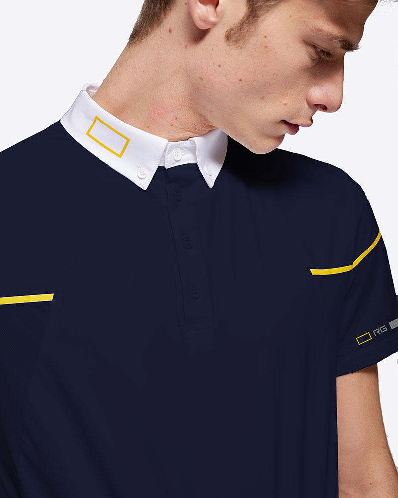 Navy blue short-sleeved competition polo for men - RG