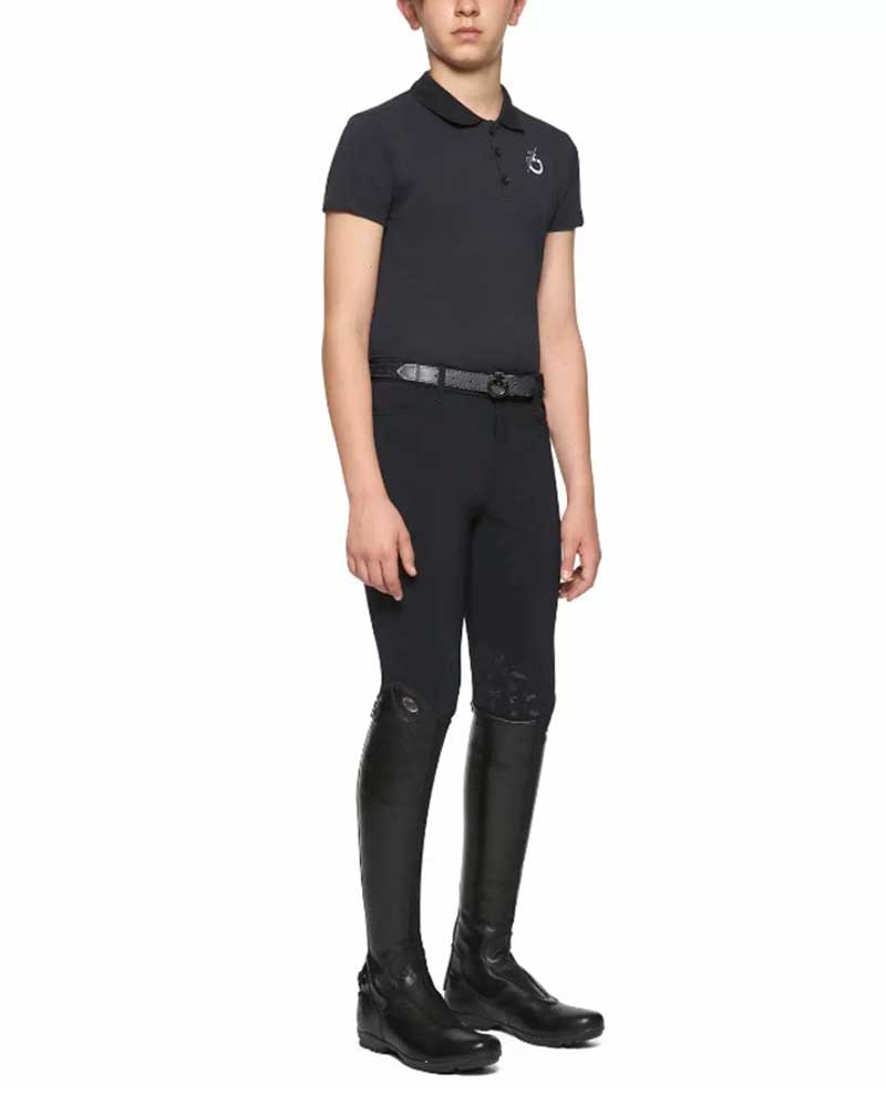 Training navy short sleeve polo for boys by Cavalleria Toscana