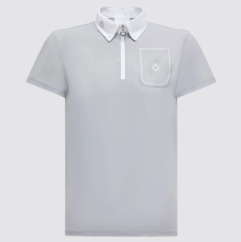 Polo de concours à manches courtes gris avec el logo de la marque pour garçon - Cavalleria Toscana