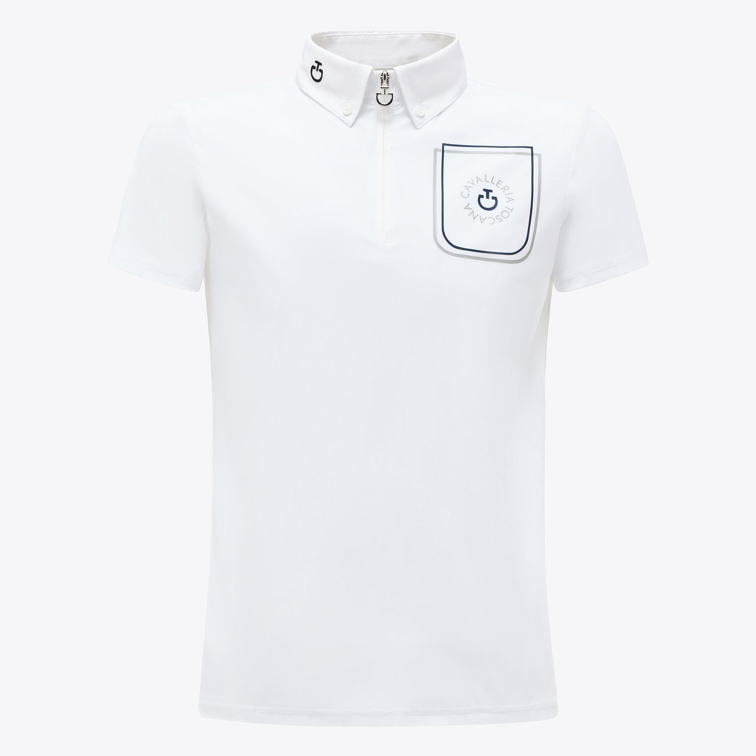 Basic white short-sleeved competition polo with the brand logo for boys - Cavalleria Toscana