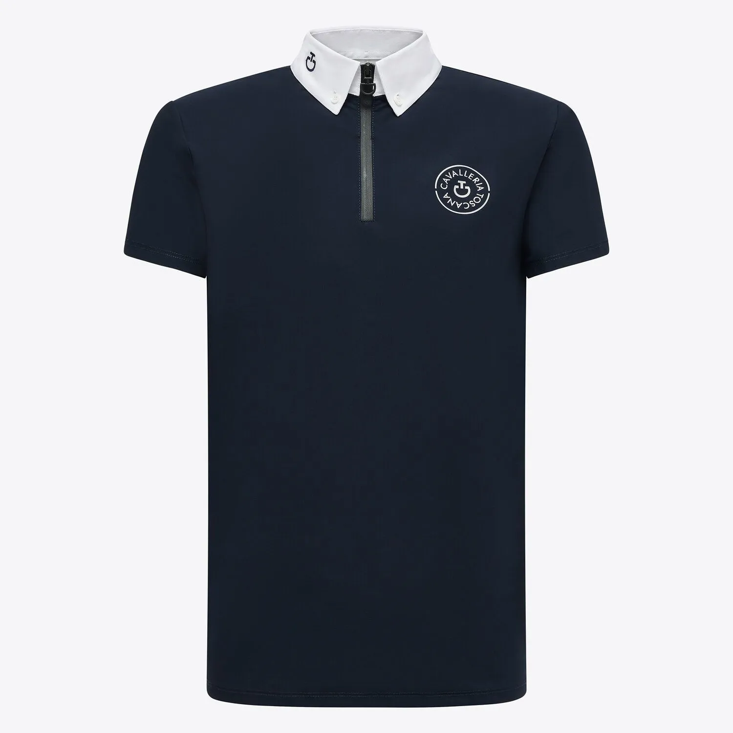 Polo de manga corta azul marino con el logo superior derecha para niño - Cavalleria Toscana