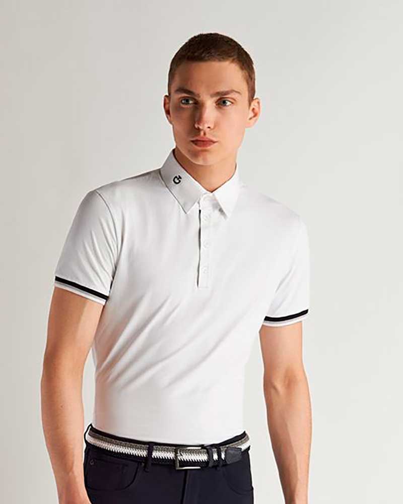 Short-sleeve technical mesh competition polo in white for men - Cavalleria Toscana