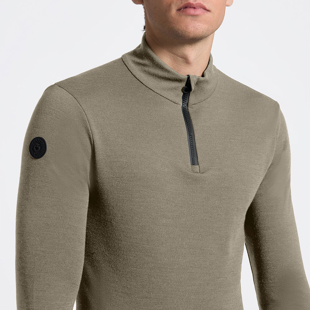 Men’s long-sleeve light green technical polo with half zipper – Cavalleria Toscana