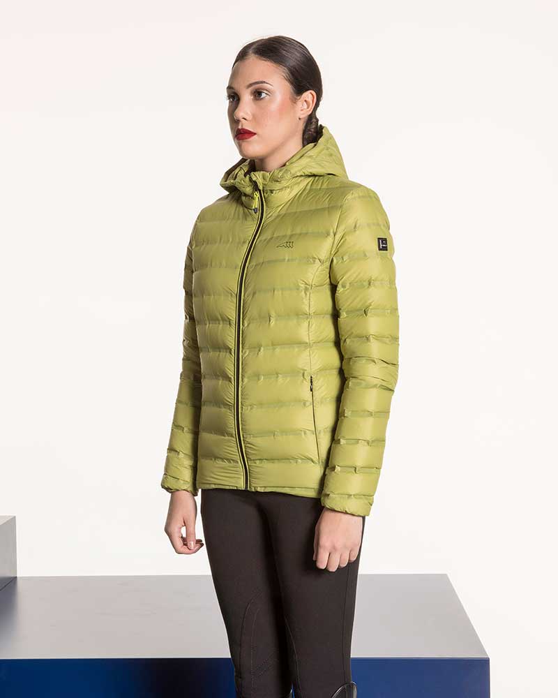 Bomber matelassée vert citron avec capuche pour femme Zaffiro - Equiline