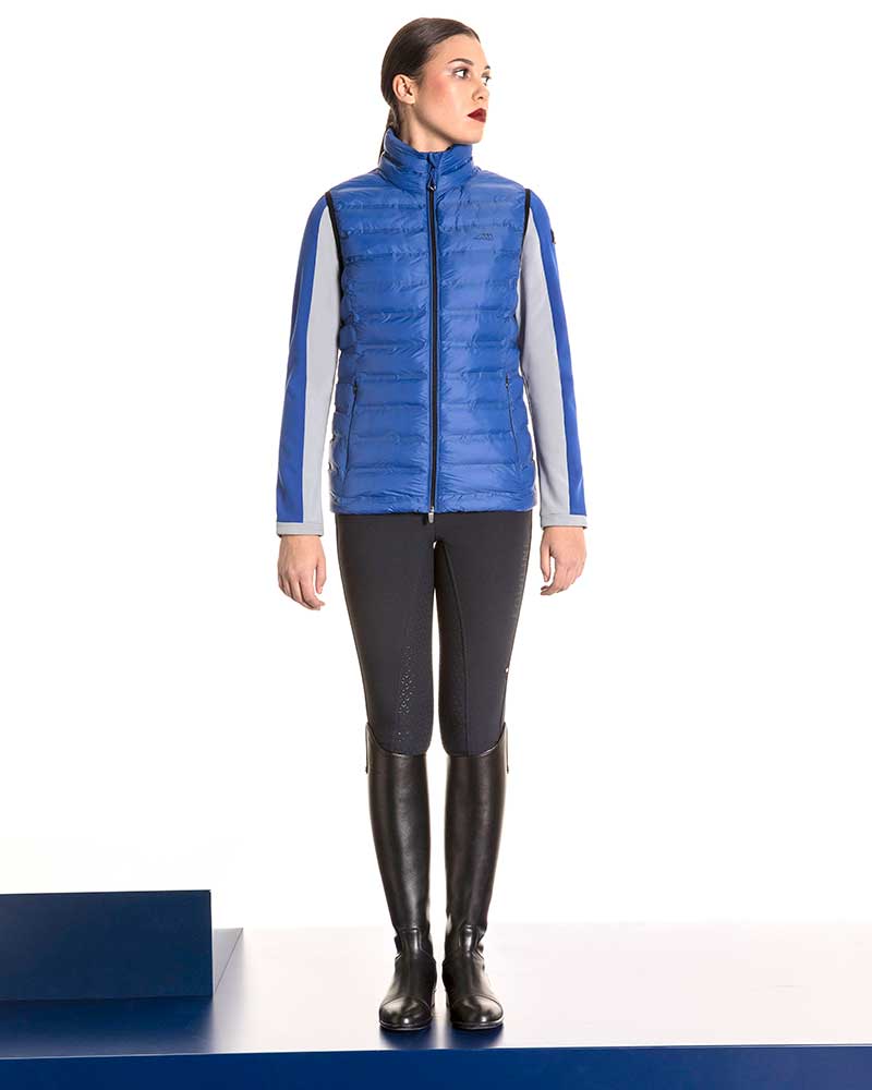 Women's padded vest blue with high collar – Ambra – Equiline