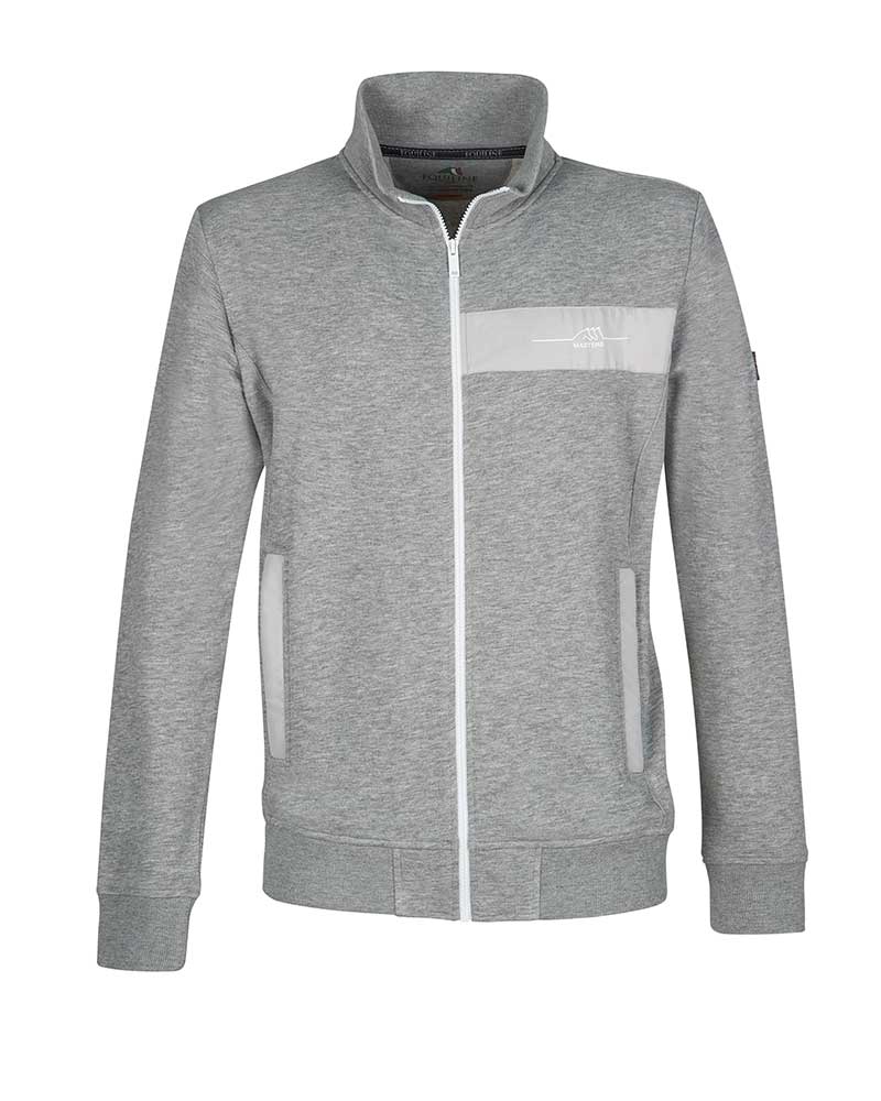 Sudadera gris claro con cremallera y coderas para hombre - Fair - Equiline