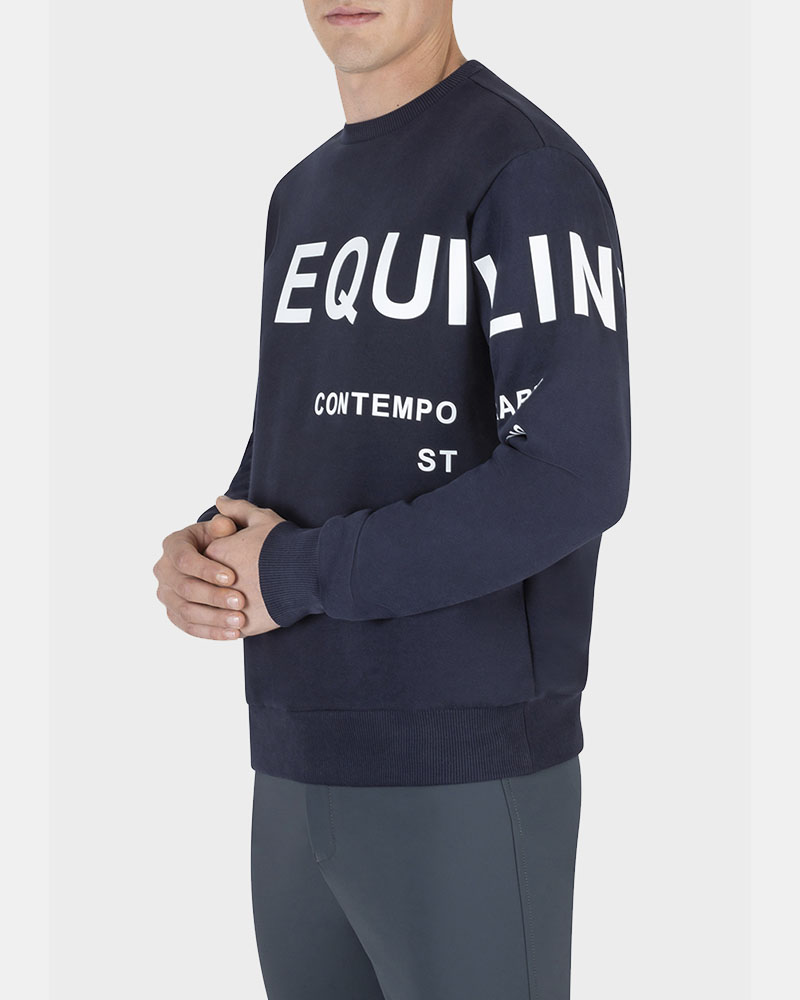 Sudadera azul marino de cuello redondo con letras blancas para hombre Calic - Equiline