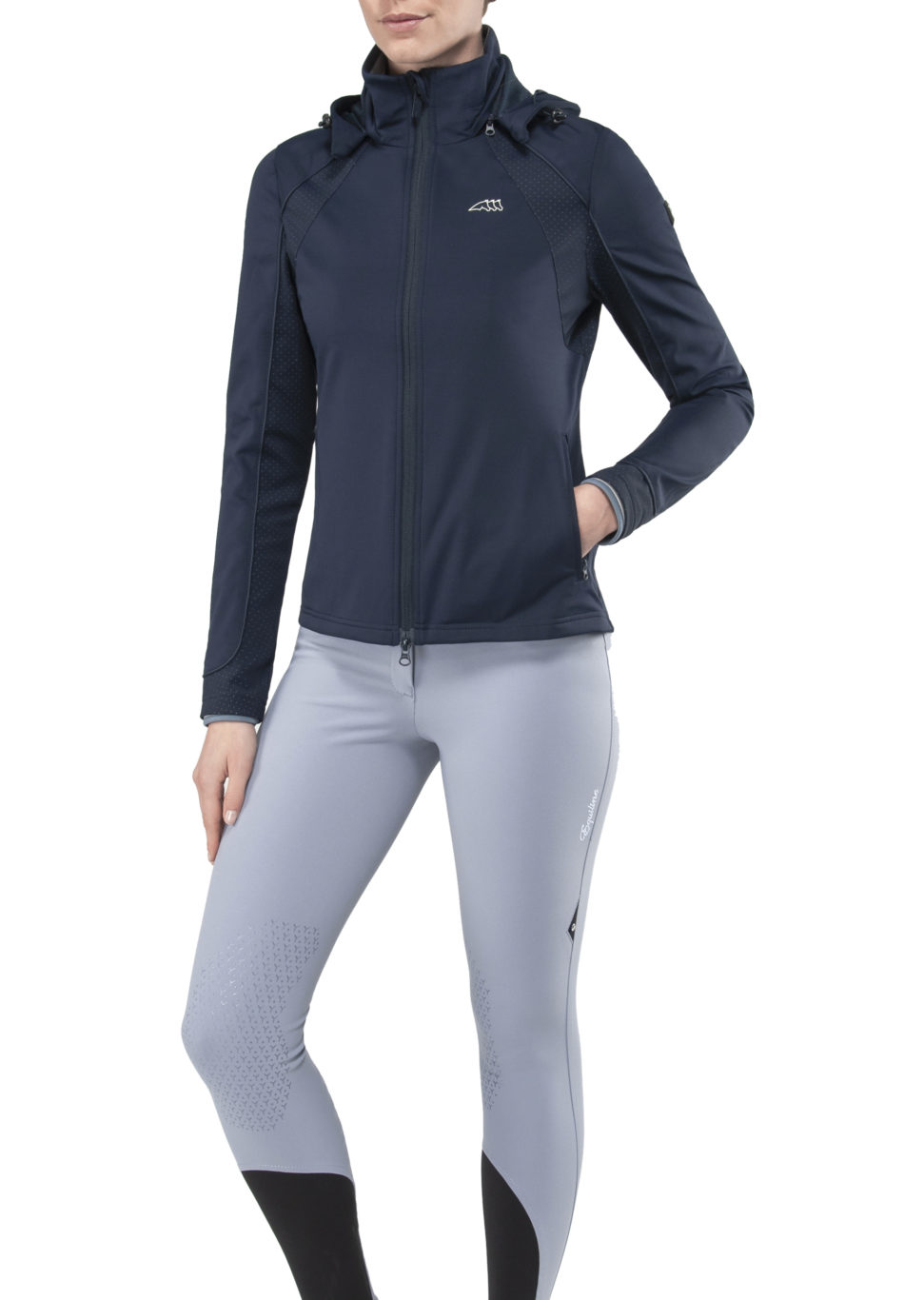 Chaqueta softshell azul marino con capucha para mujer - Eudora - Equiline