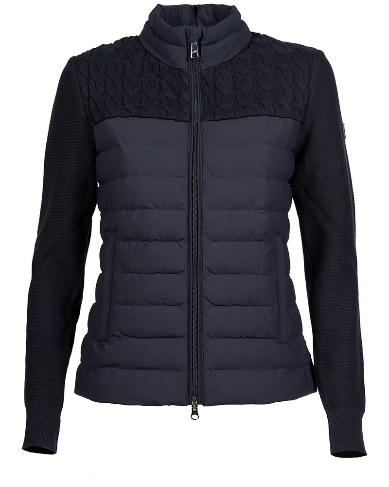 Navy blue softshell jacket with knitted sleeves for women - Emaie - Equiline