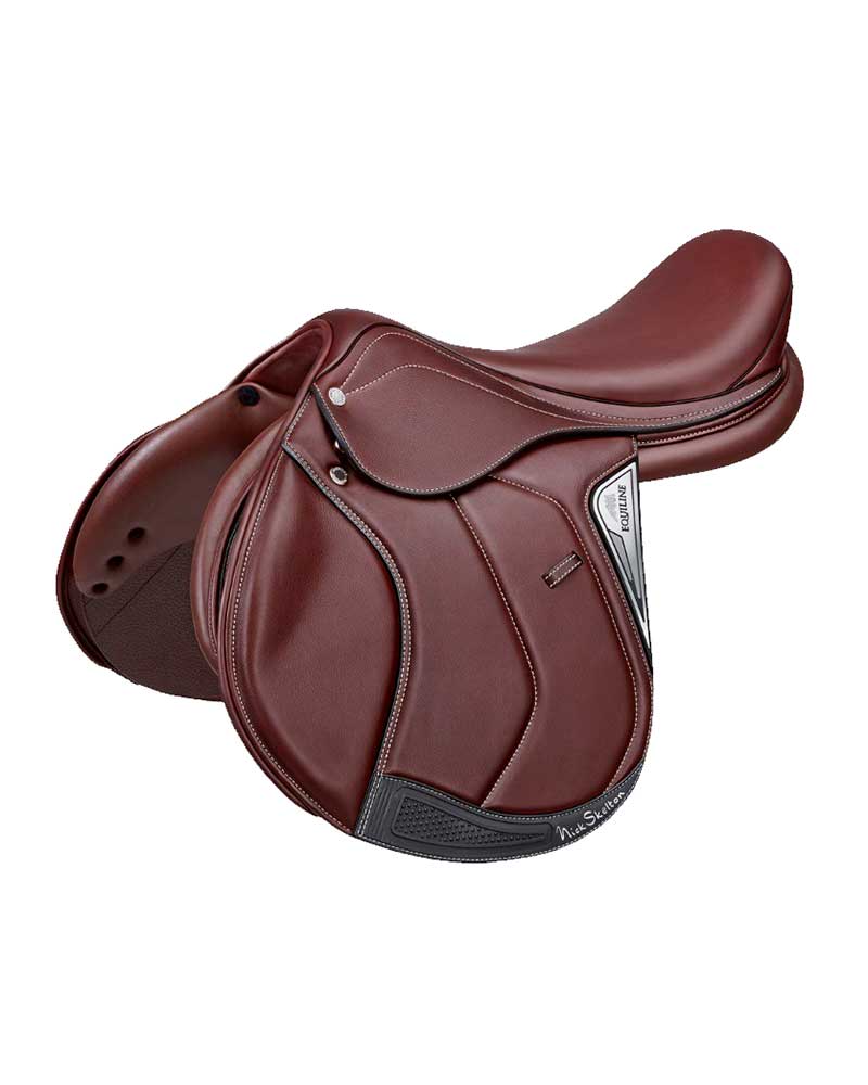 Selle d'obstacle en cuir marron foncé Nick Skelton - Equiline