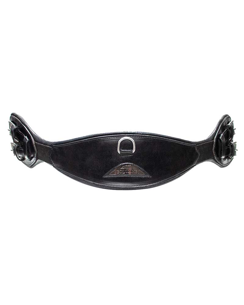 Black leather anatomic dressage girth (60cm) with elastic tape by Equiline