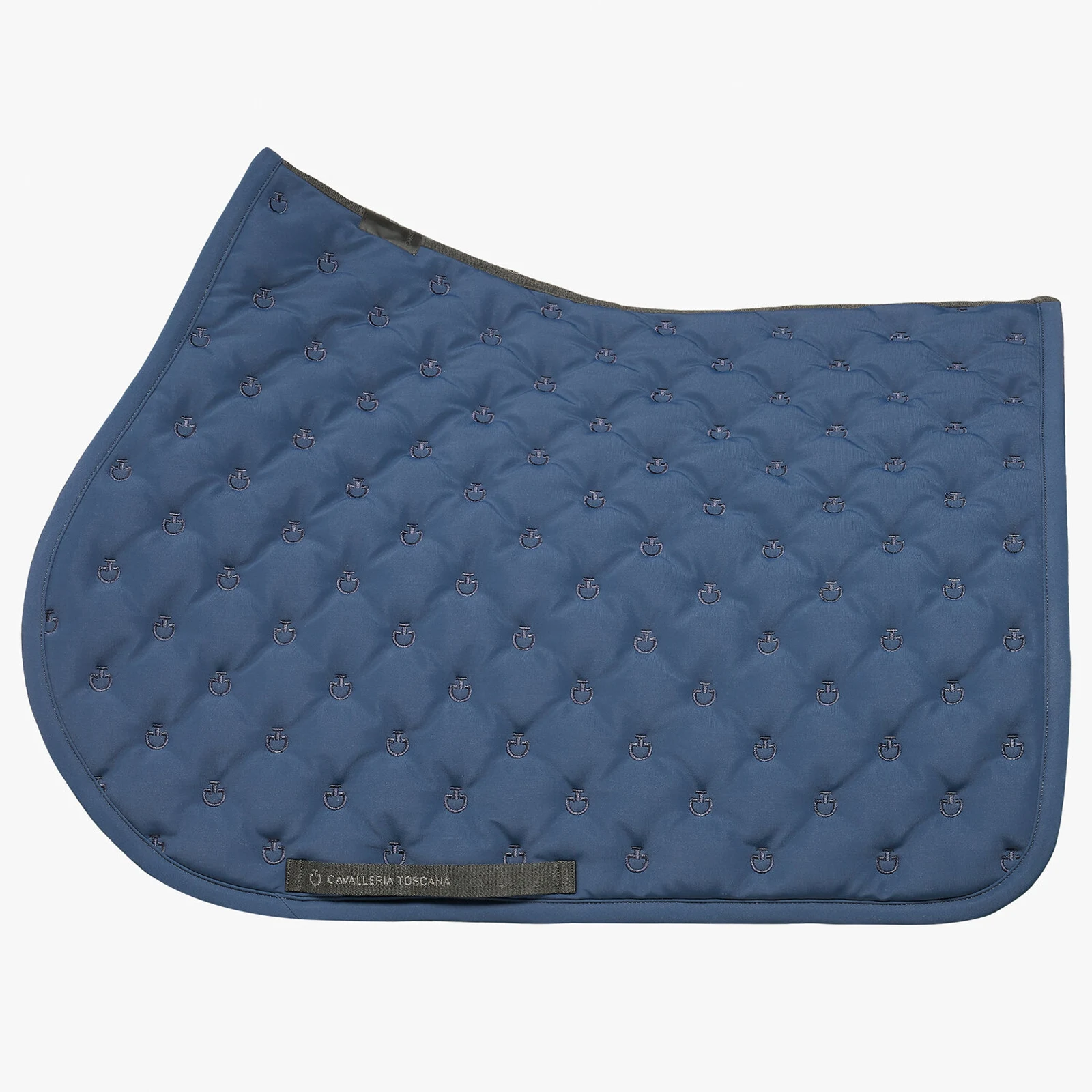 Navy Blue Padded Jumping Saddle Pad with All-Over Embroidery - Cavalleria Toscana