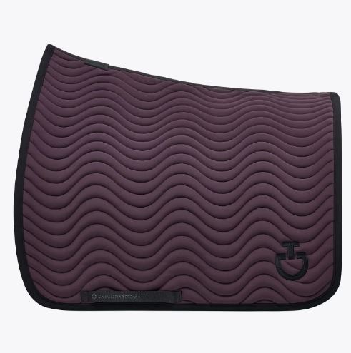 Tapis de dressage violet avec logo brodé noir Couture ondulée - Cavalleria Toscana