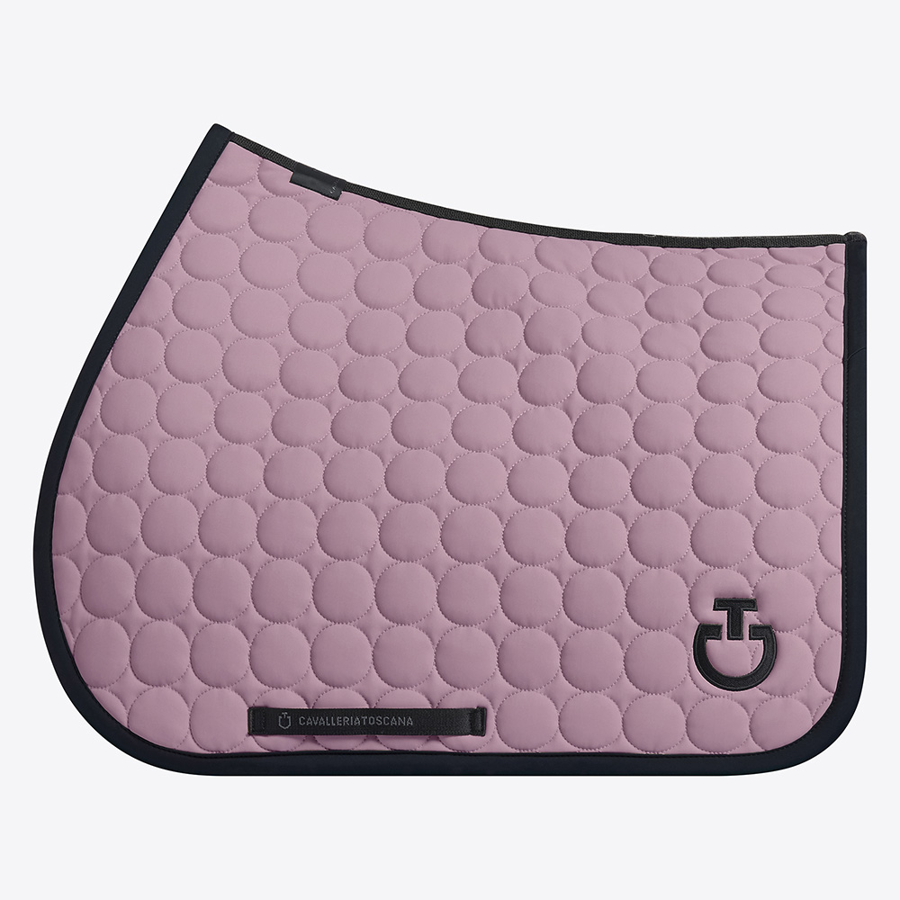 Tapis de saut lilas avec broderie circulaire et el logo en noir pour cheval et poney Cercle Quilted - Cavalleria Toscana