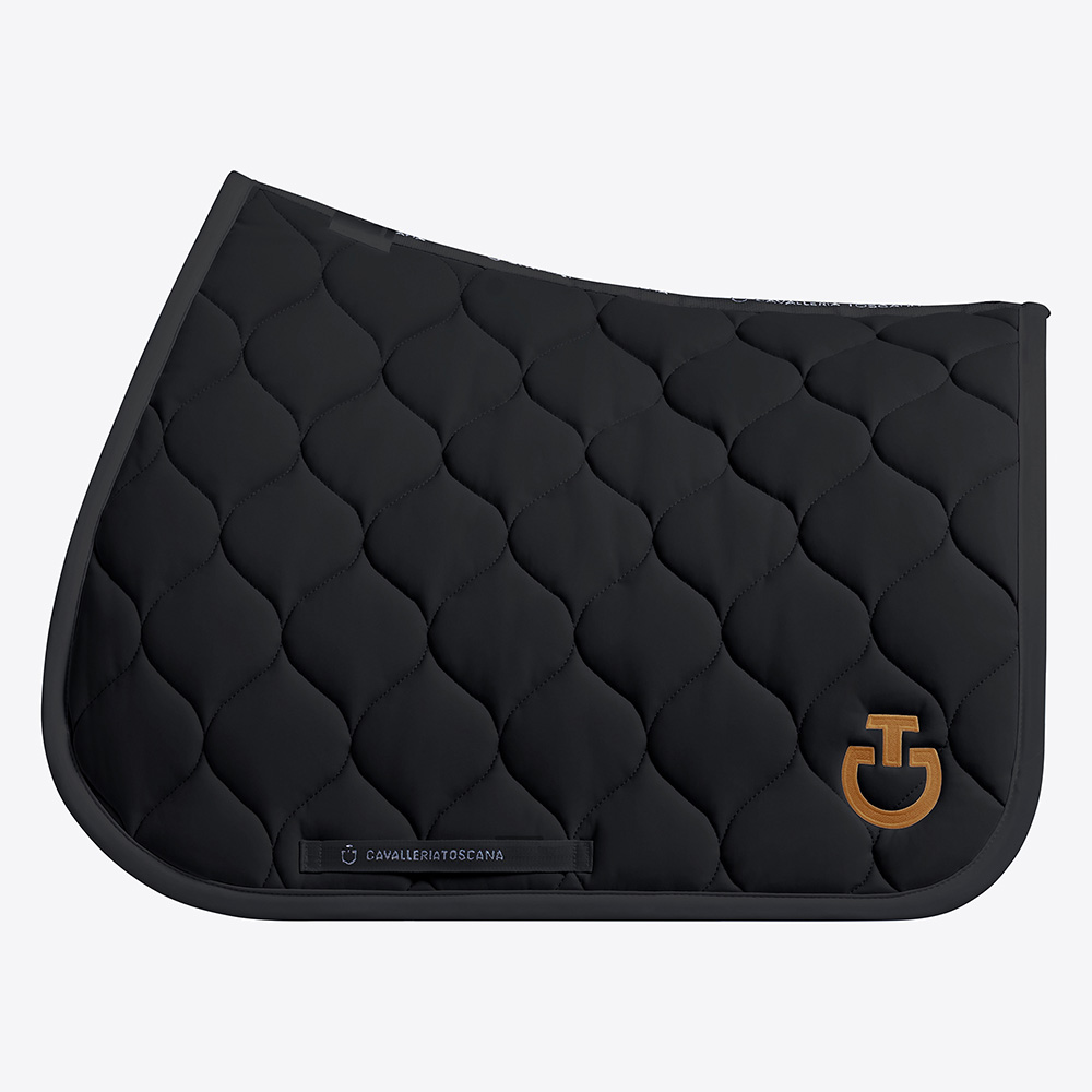 Tapis de saut noir avec logo brodé doré foncé pour cheval et poney New Circulaire Quilted - Cavalleria Toscana