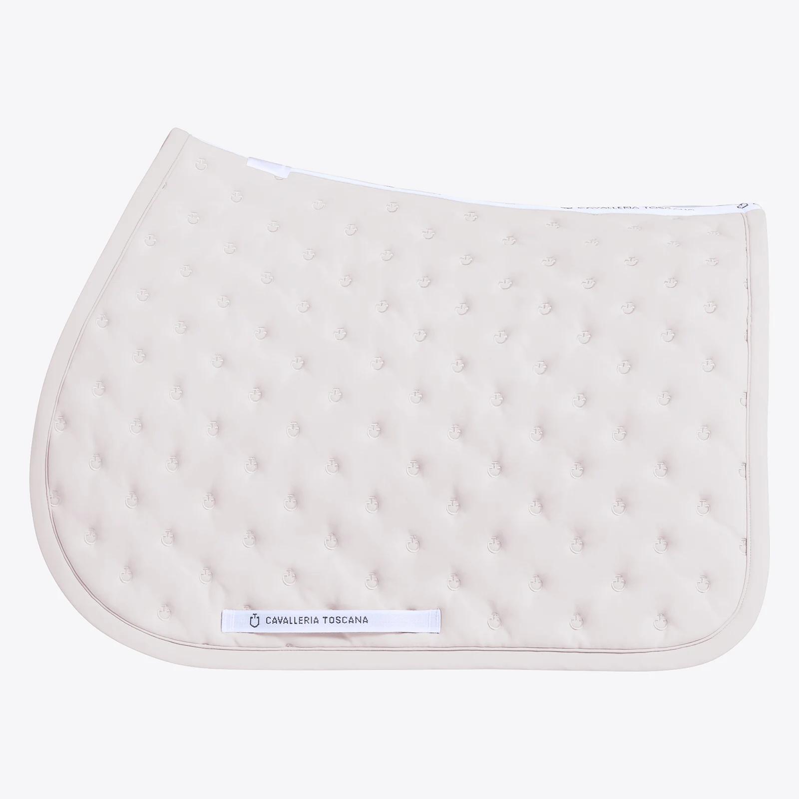 Beige (Rainy Day) quilted jumping saddle pad with embroidered micro logos for horse and pony - Cavalleria Toscana
