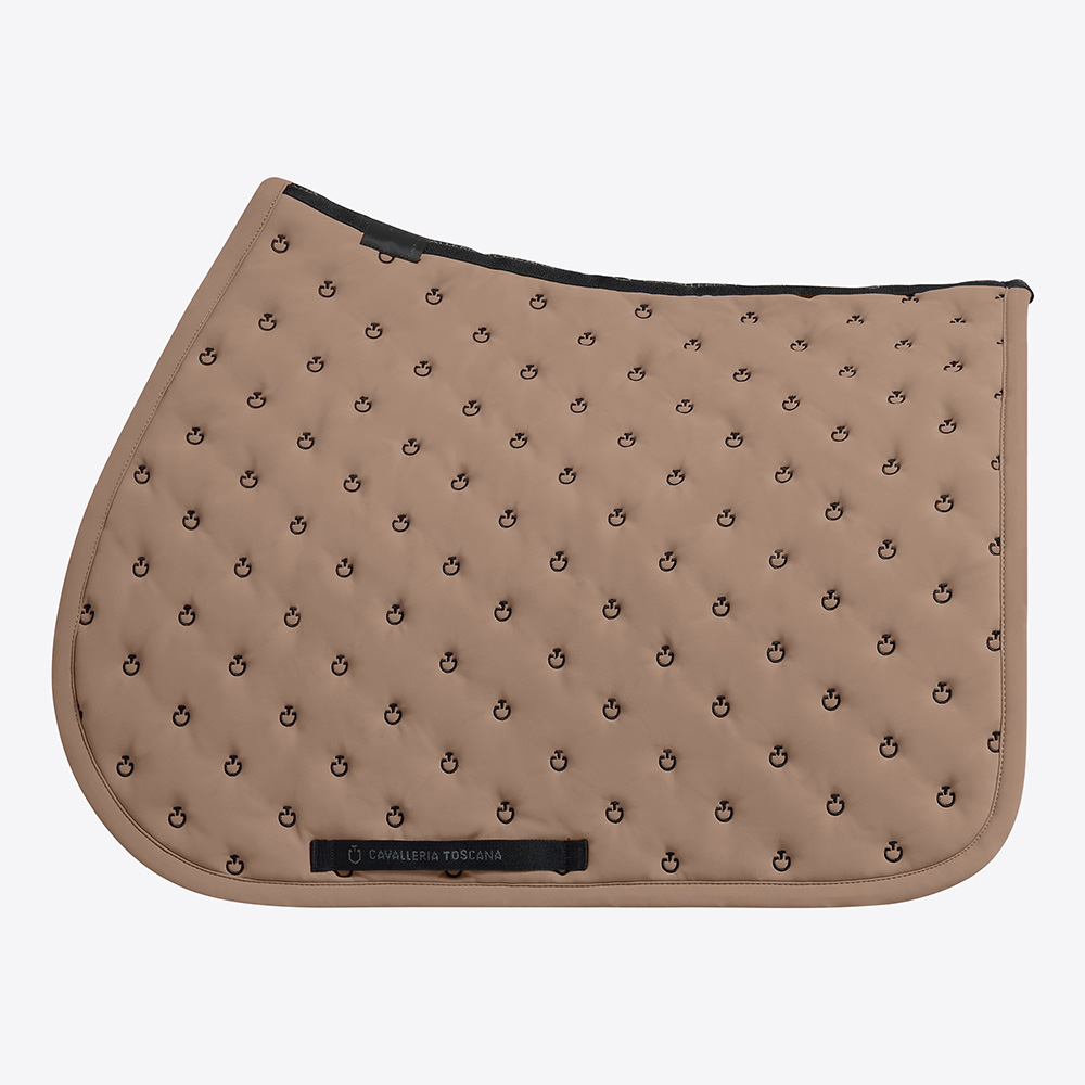 Light brown jumping saddle pad with quilted design and micro-logos for horse and pony - Cavalleria Toscana