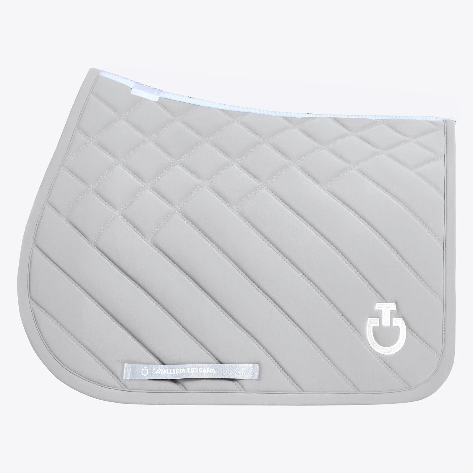 Light grey diamond and line-quilted jumping saddle pad for horse and pony Diamonds and Lines - Cavalleria Toscana