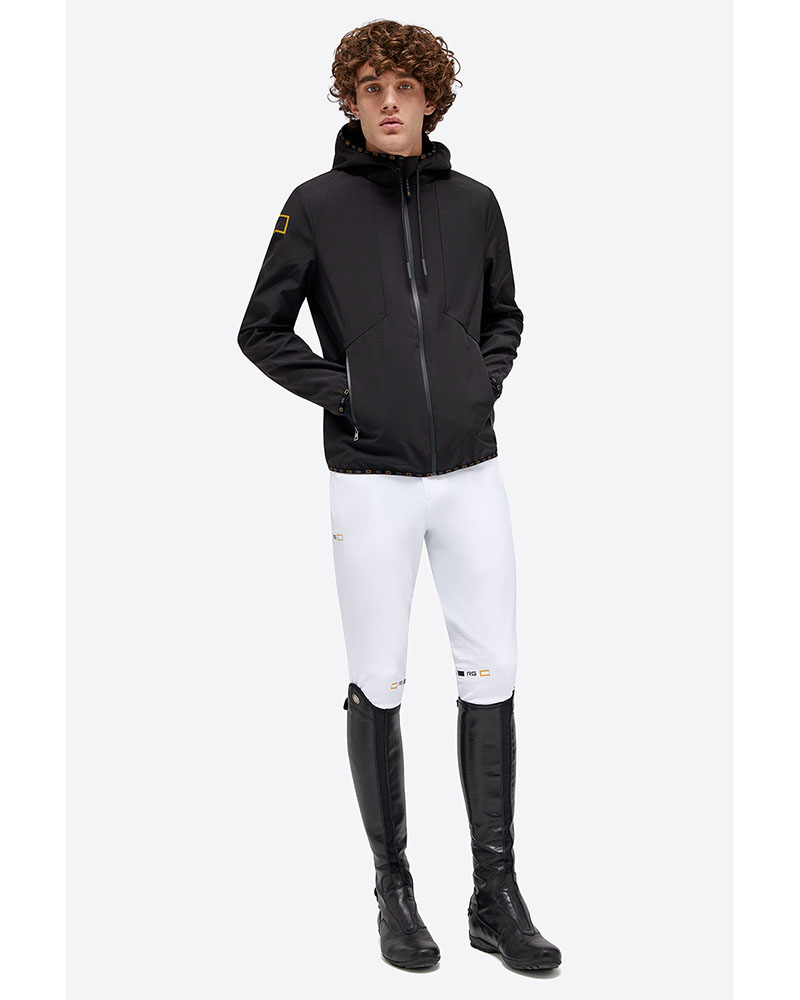Black softshell with hood and zipper for men - RG