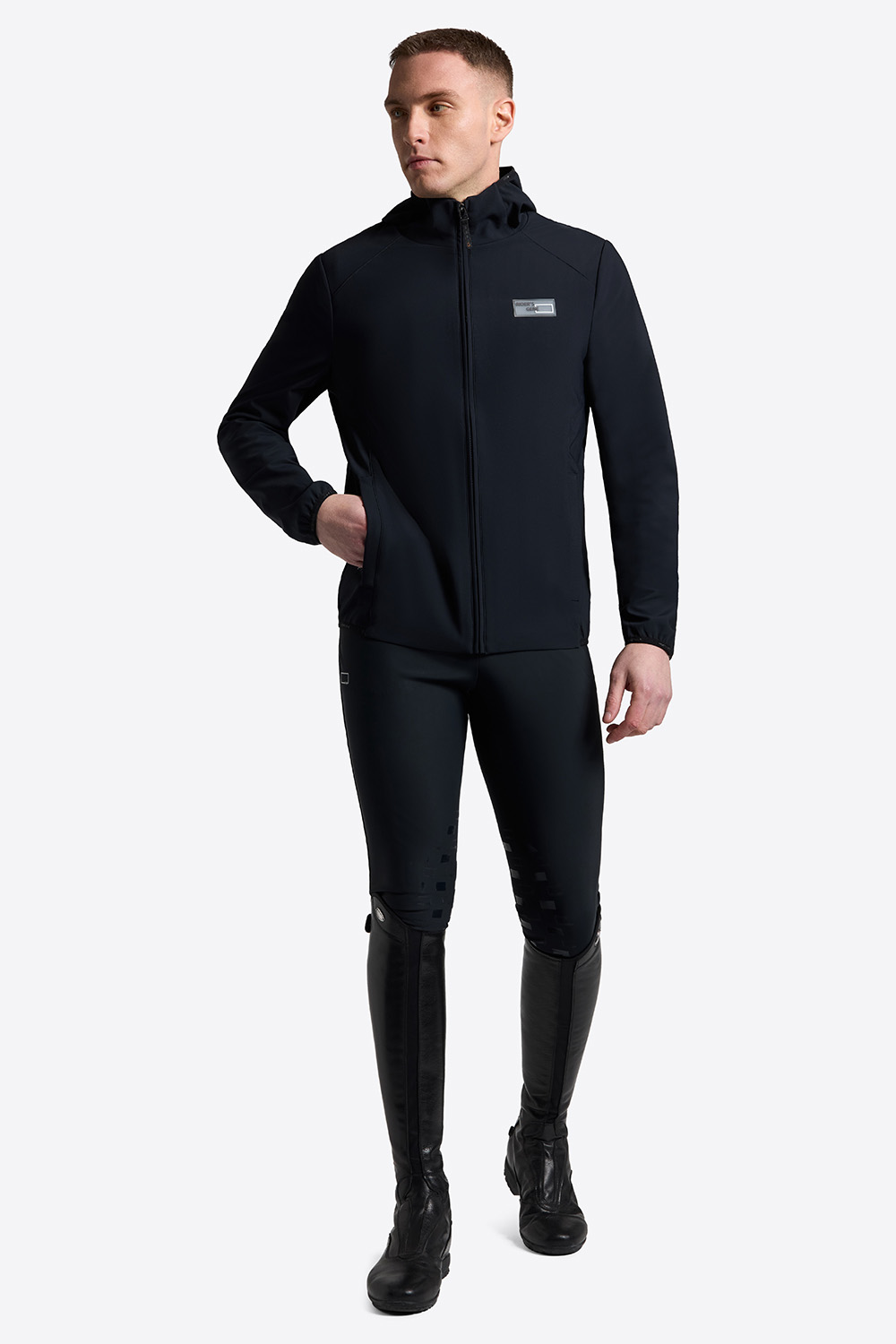 Chaqueta softshell azul marino con capucha y cremallera para hombre - RG