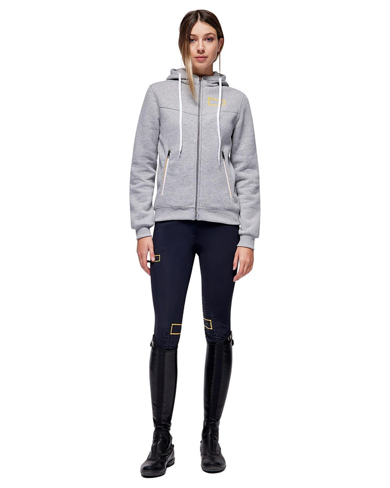 Chaqueta gris con capucha y cremallera para mujer - RG