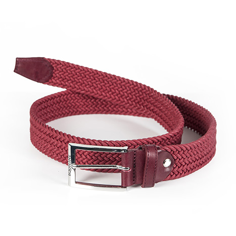 Cinturón trenzado elástico de algodón burdeos unisex Double braid - Equiline
