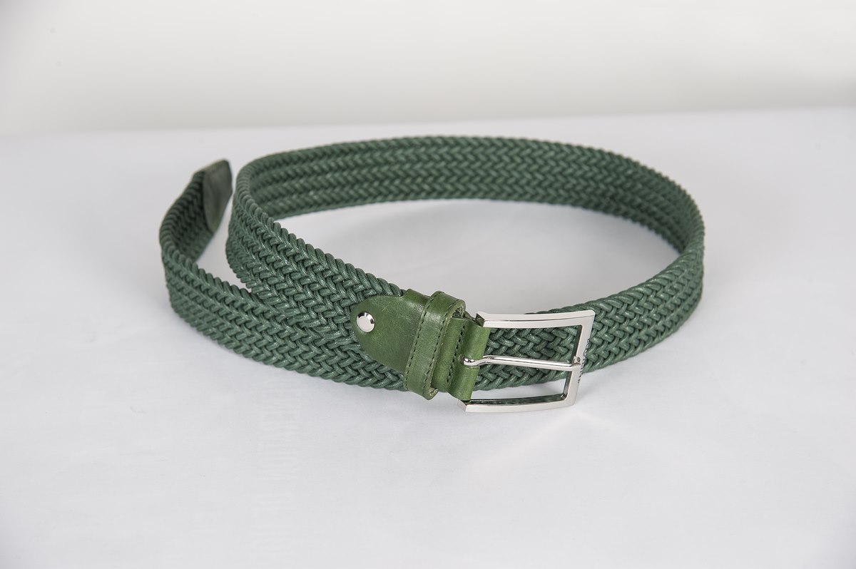 Green Unisex Braided Elastic Cotton Belt – Double Braid Model – Equiline