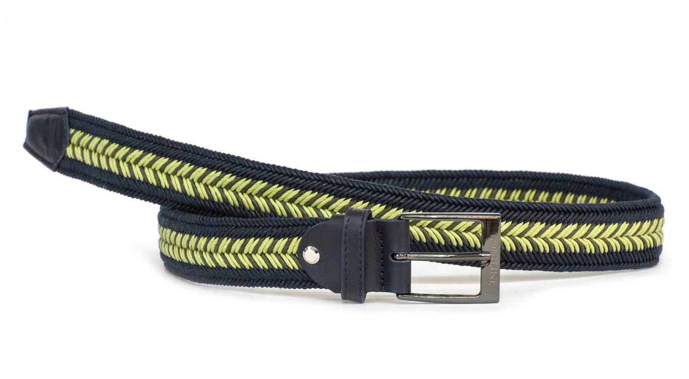 Unisex braided cotton belt navy blue, dark green and lime green – Poluo – Equiline