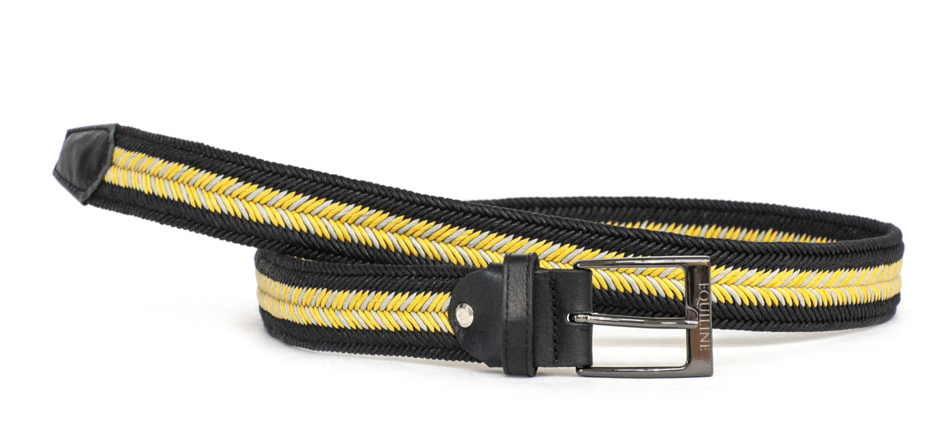 Cinturón trenzado de algodón negro, amarillo y gris unisex Poluo - Equiline