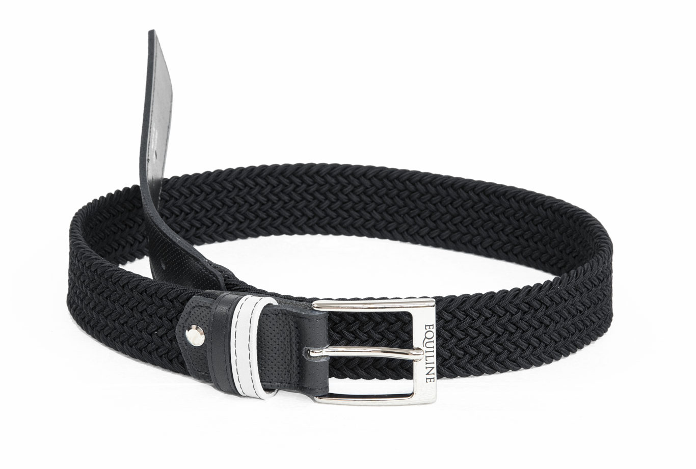 Cinturón trenzado elástico de algodón negro unisex Ebba - Equiline