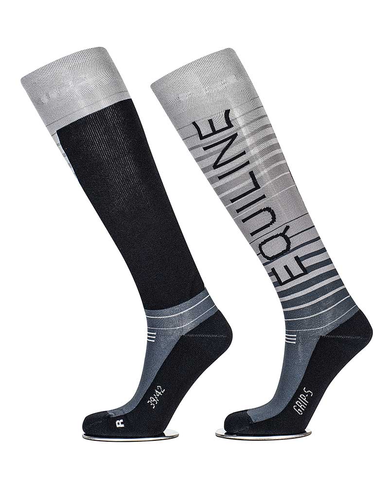 Chaussettes hautes à rayures degradado en gris avec grip à l'intérieur- Quartz - Equiline