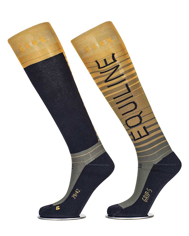 High socks striped gradient in yellows with inner grip – Quartz – Equiline