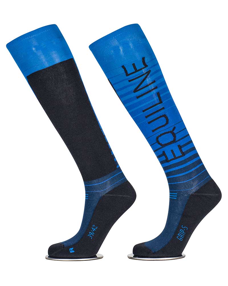 Chaussettes hautes à rayures degradado en bleu avec grip à l'intérieur- Quartz - Equiline