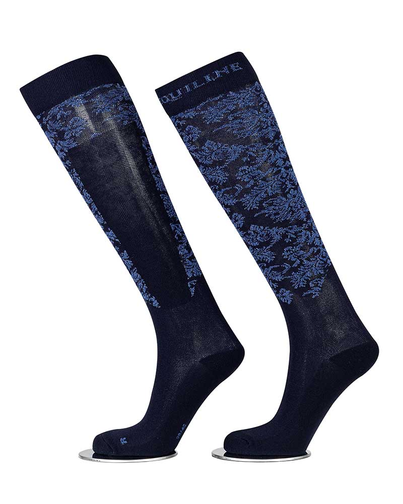 Navy Fine Tall Socks with Light Glittery Print – Giudith – Equiline
