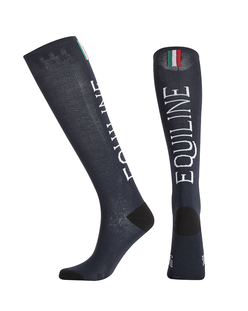 Navy Blue Tall Riding Socks with Print - Cliff - Equiline