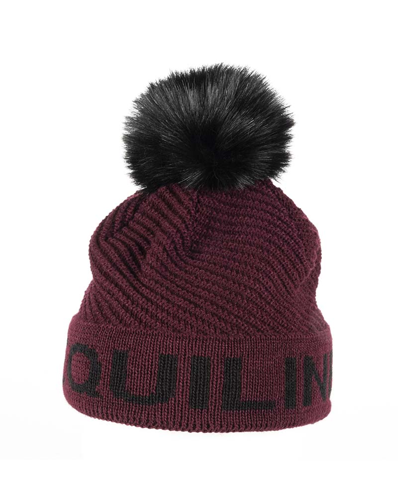 Gorro de punto burdeos con pompón negro - Claficp - Equiline