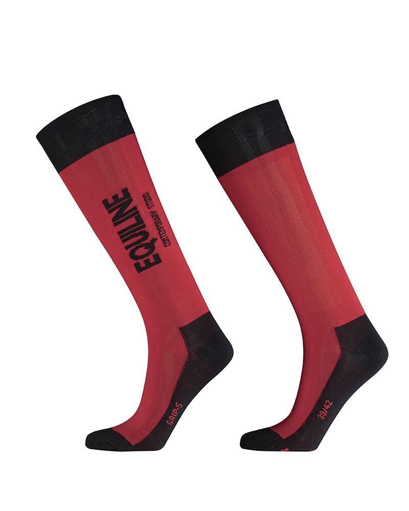 Red high-top socks with vertical logo - Cerlic - Equiline