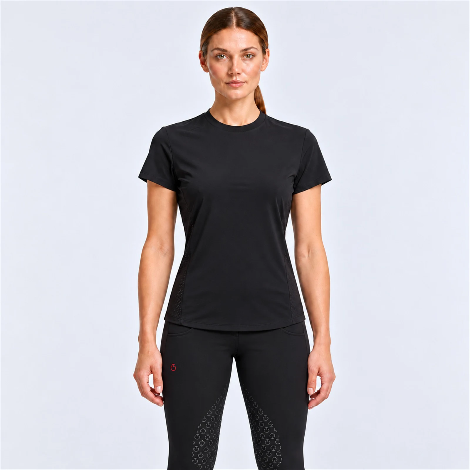 Black Short-Sleeve Training T-Shirt for Women - Cavalleria Toscana