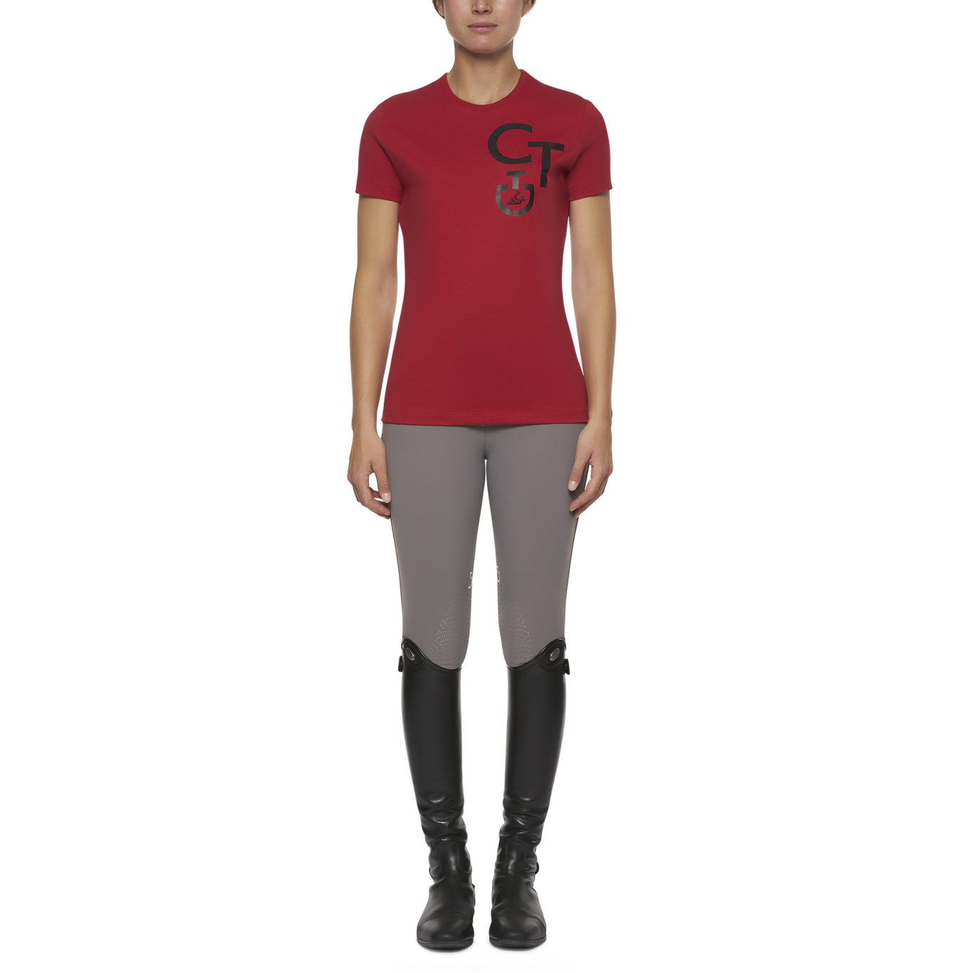 T-shirt à manches courtes rouge et noir pour femme - Cavalleria Toscana