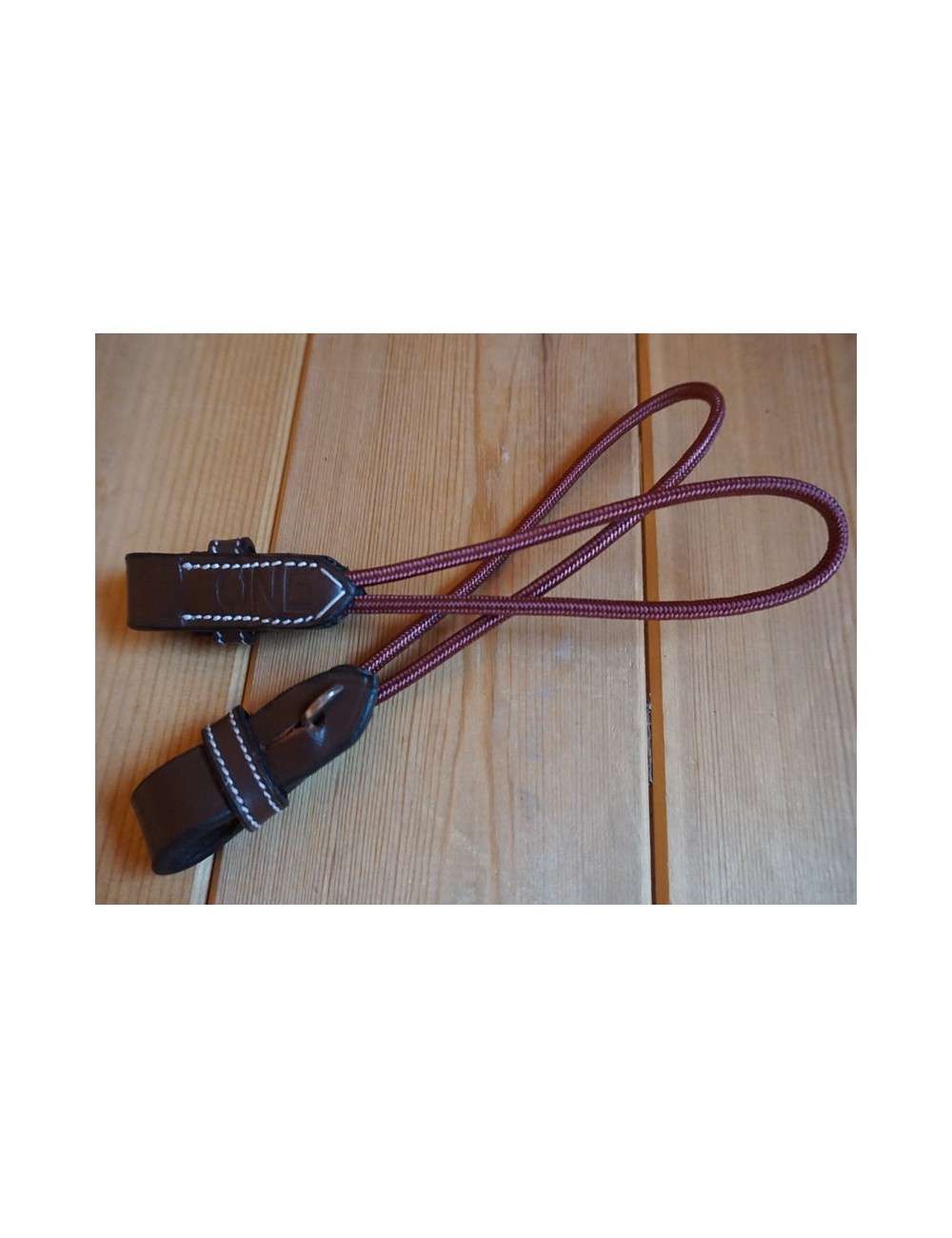Pair of burgundy nylon and brown leather straps for Pelham jumper - Jump'in