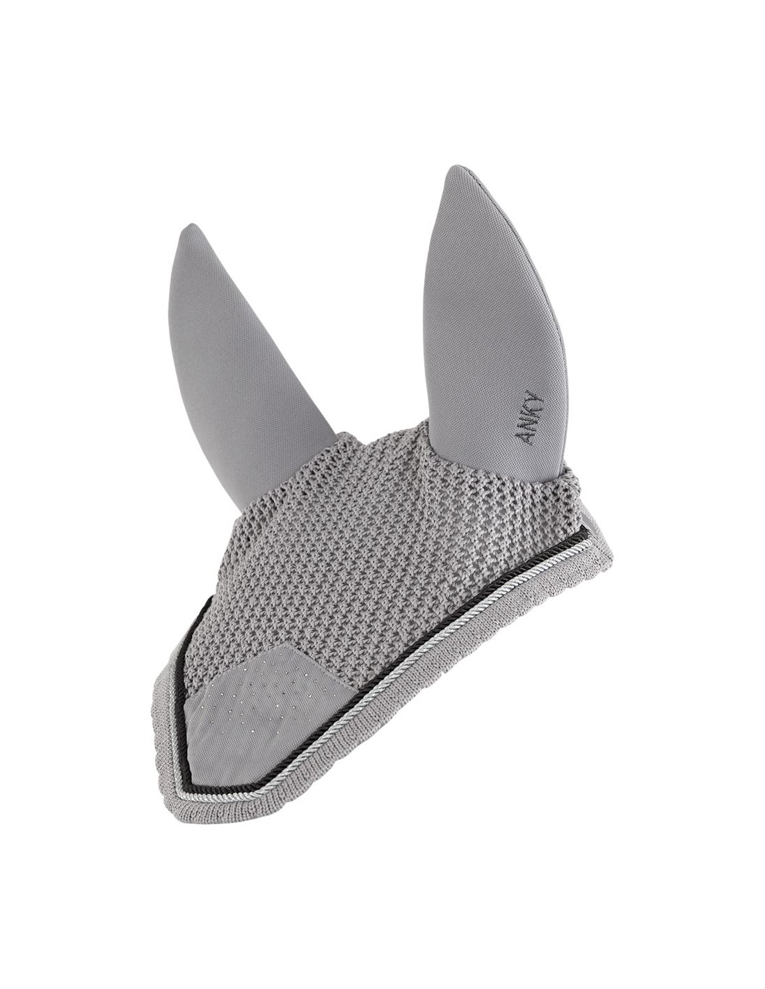 Bonnet beige (Necreous Clouds) décoré de strass et oreilles anti-bruit pour cheval - ANKY