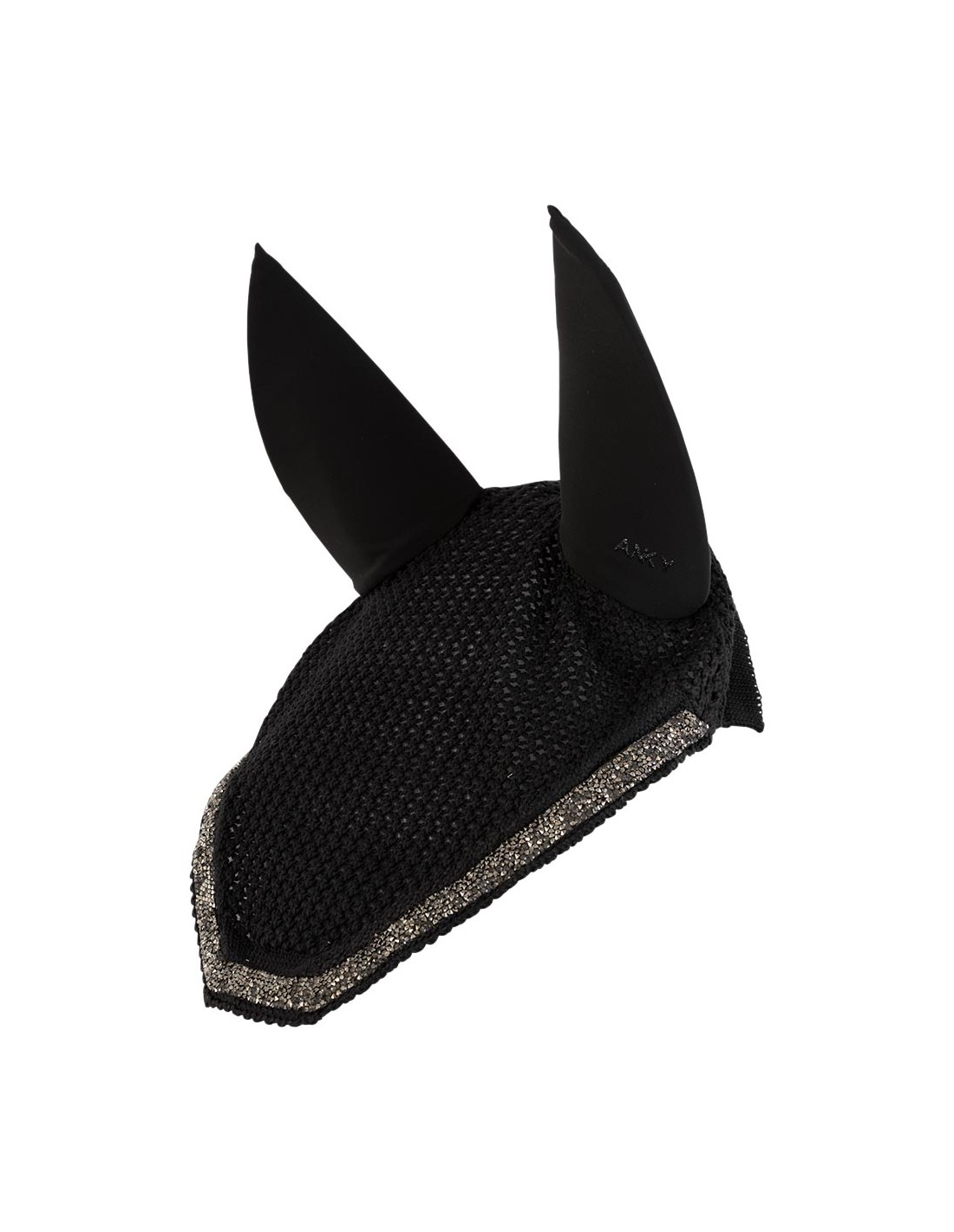 Black crochet ear bonnet decorated with crystals and removable neoprene ears for horse – ANKY
