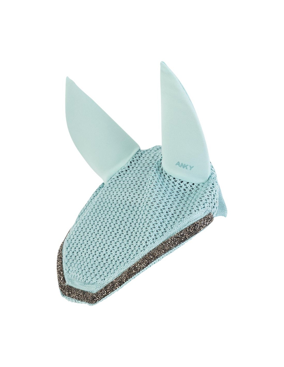 Turquoise green crochet ear bonnet decorated with crystals and removable neoprene ears for horse – ANKY