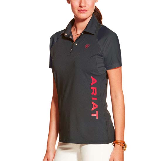 Navy blue and red training polo shirt for women model Team Cambria by Ariat