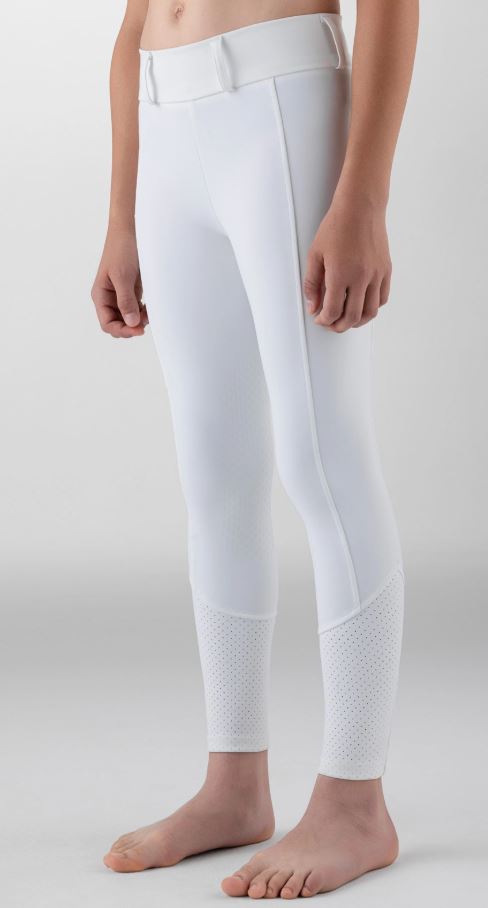 White full grip leggings with mobile pocket junior Gingef - Equiline