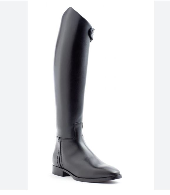Bottes noires en cuir pour l'équitation sans lacets et avec fermeture éclair arrière Dressage Pro - Chester