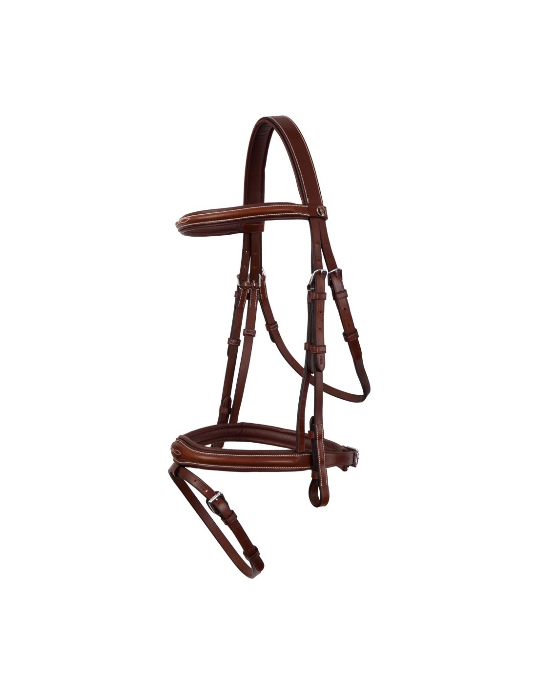 Brown leather bridle with padding on the headpiece for horse - BR